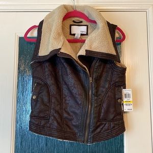 BNWT Bar III distressed aviator Vest fully Sherpa lined size Medium
